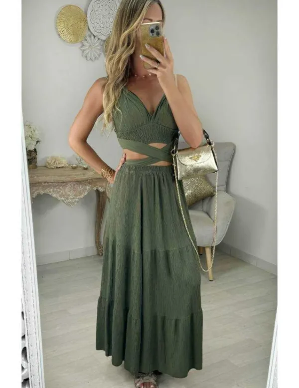My Look Féminin Jupe longue kaki style lin Best