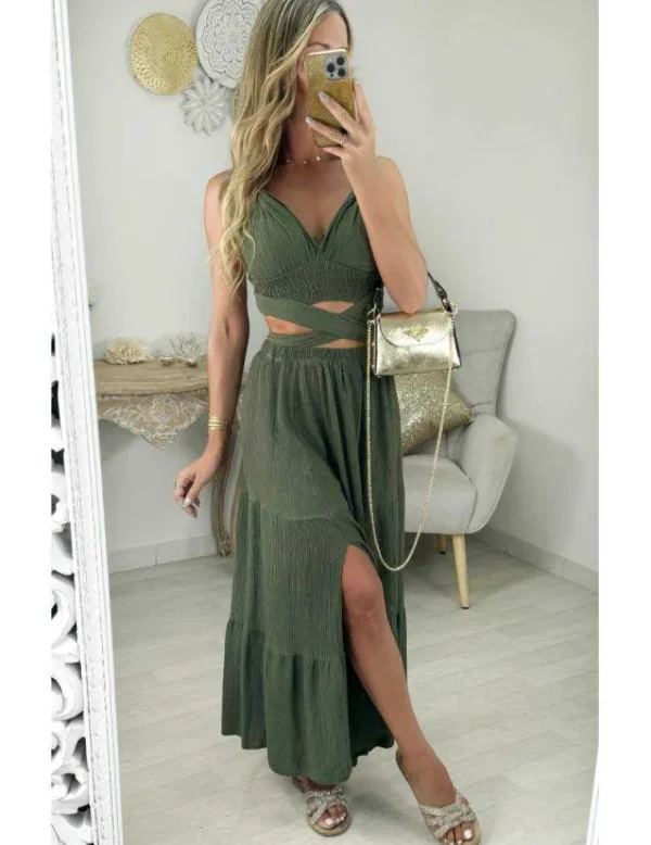 My Look Féminin Jupe longue kaki style lin Best