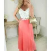 My Look Féminin jupe longue rose corail satinée Fashion