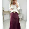 My Look Féminin Jupe longue satiné bordeaux Discount