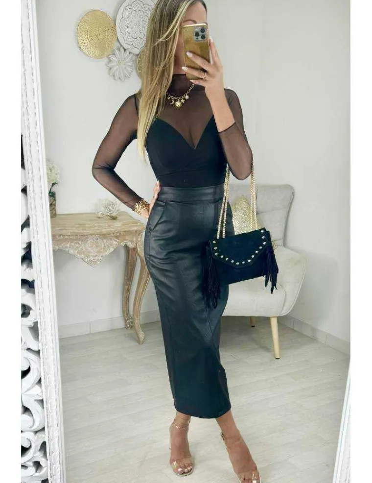 jupe_longue_style_cuir_no_0.webp My Look Féminin Jupe longue style cuir noir Online