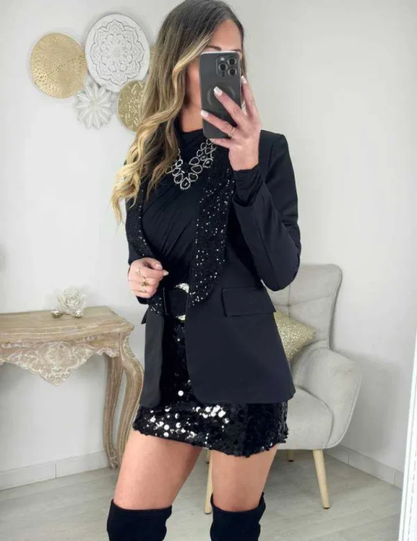 My Look Féminin Jupe noire full sequins Fashion