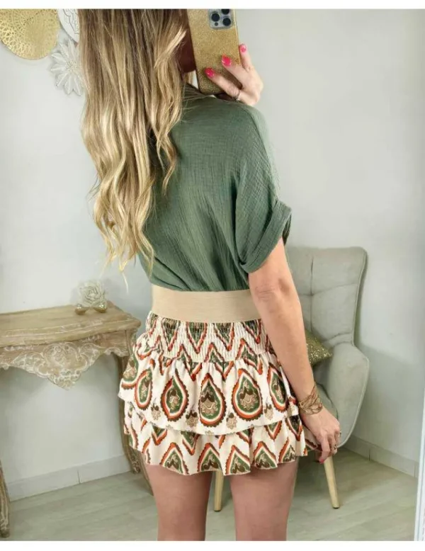 My Look Féminin jupe short à volants motifs orange Hot
