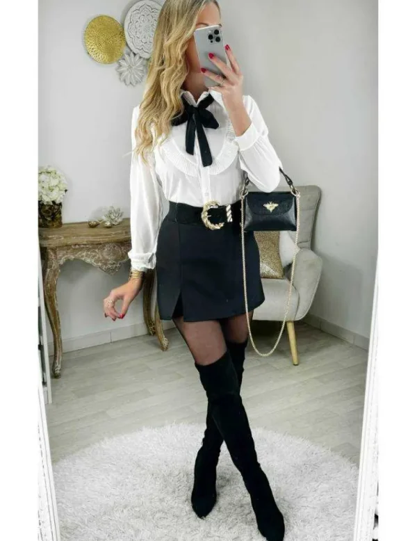 My Look Féminin jupe short noire fendue Discount