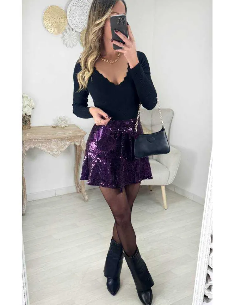 jupe_short_purple_ceintur_0.webp My Look Féminin Jupe short purple ceinture & sequins Hot