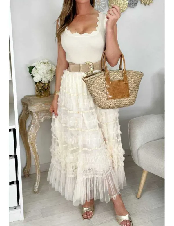 My Look Féminin jupon beige tulle et froufrou Sale