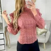 My Look Féminin * Ma blouse Old pink & liserés gold "jolis volants" Online