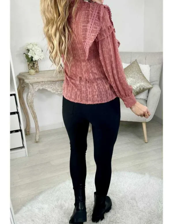 My Look Féminin * Ma blouse Old pink & liserés gold "jolis volants" Online