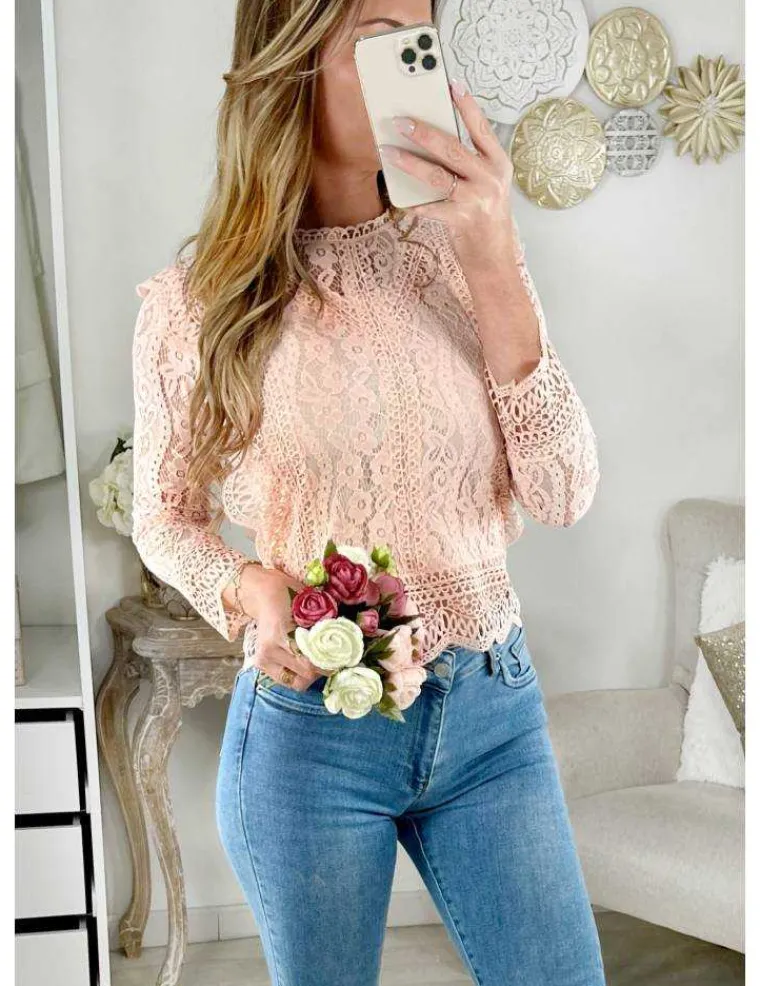 ma_blouse_rose_quotjolies_0.webp My Look Féminin Ma blouse rose "Jolies Broderies anglaises " Outlet