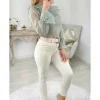 My Look Féminin Ma blouse vert amande "volants & plumetis" Online