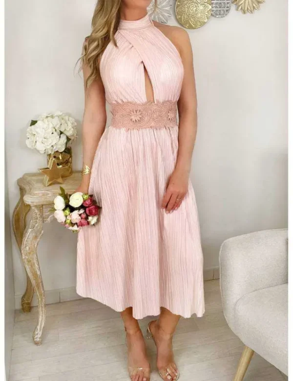 My Look Féminin Ma ceinture à nouer rose " fleurs & broderies" Online