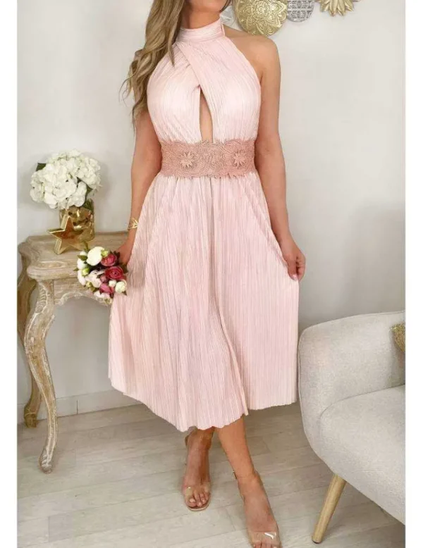 My Look Féminin Ma ceinture à nouer rose " fleurs & broderies" Online