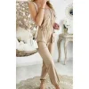 My Look Féminin Ma combi pantalon bustier fluide beige et pantalon resserré Clearance
