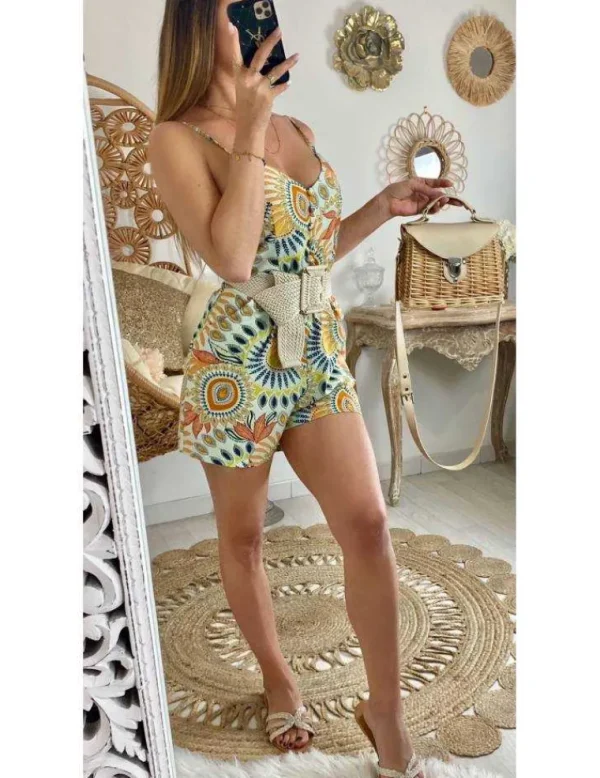 My Look Féminin Ma combi-short imprimé "hippie vibes" Outlet
