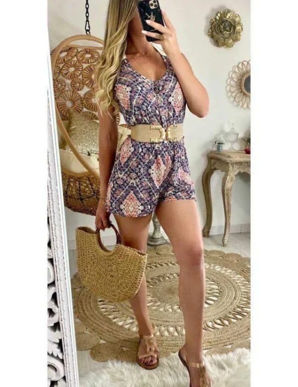 My Look Féminin Ma combi-short Rose ethnique "dos crochet" New