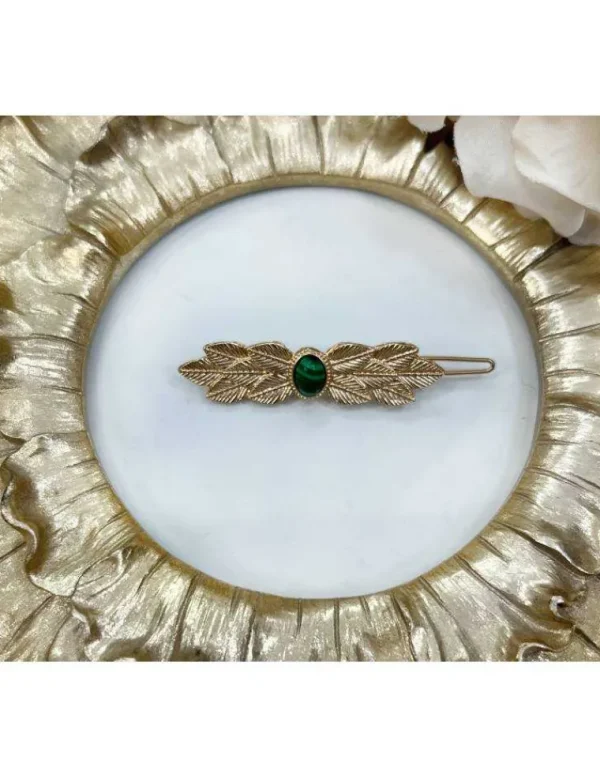 My Look Féminin Ma jolie barrette " Gold & Green Pearls" Online