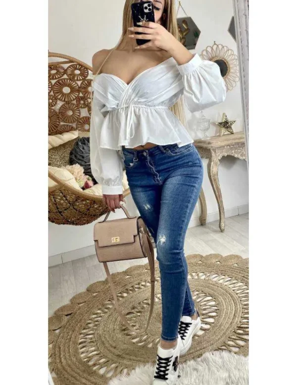 My Look Féminin Ma jolie blouse blanche "cache coeur" Clearance