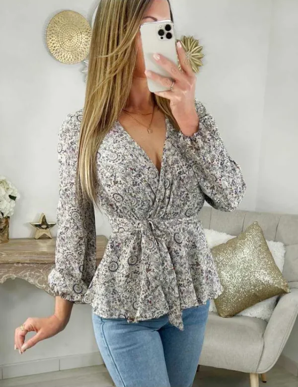 My Look Féminin Ma jolie blouse nouée " pink & purple cachemire" New