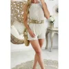 My Look Féminin Ma jolie combi-short beige rayée "jolis dos volants" Online