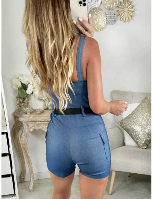 My Look Féminin Ma jolie combi-short stretch style jeans et sa ceinture Clearance