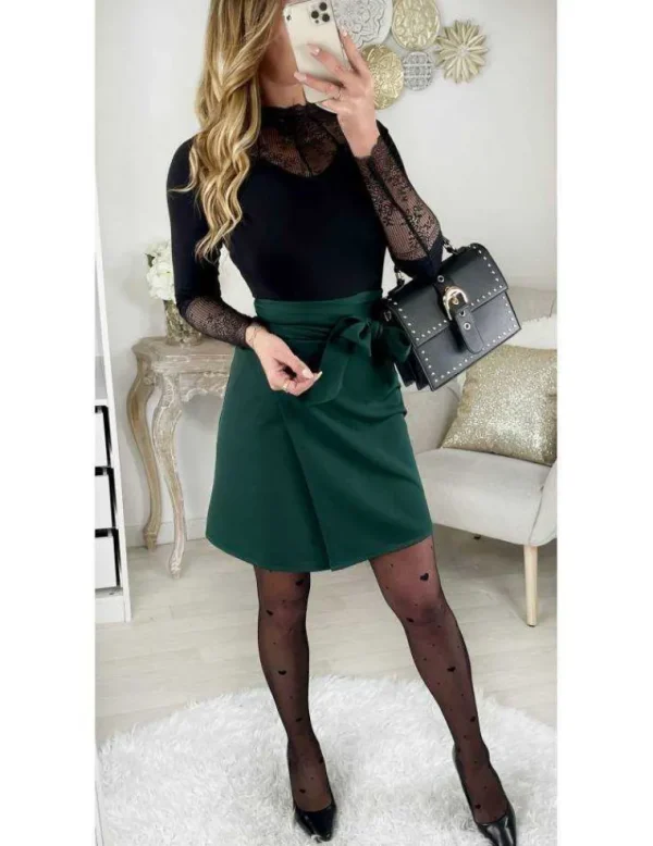 My Look Féminin Ma jolie jupe portefeuille vert émeraude Hot