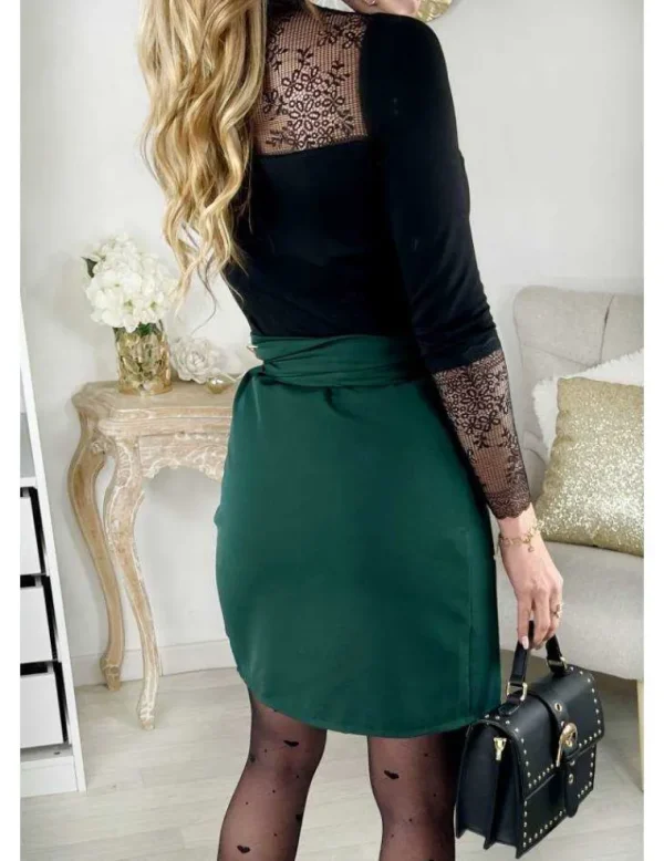 My Look Féminin Ma jolie jupe portefeuille vert émeraude Hot