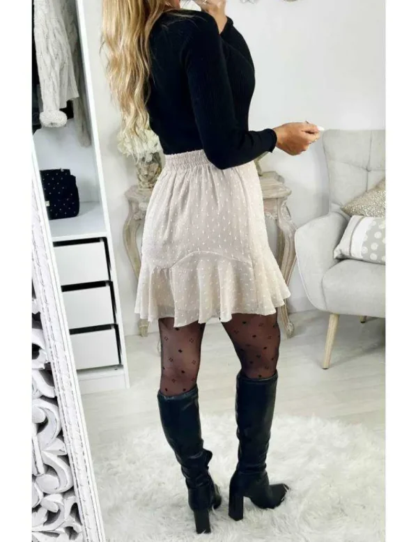 My Look Féminin Ma jolie jupe volants beige & plumetis Fashion