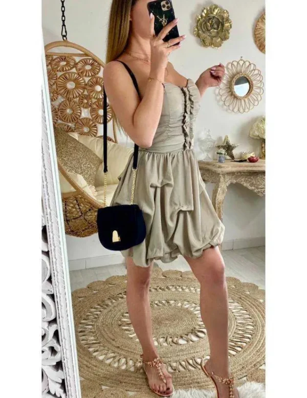 My Look Féminin Ma jolie robe beige foncé "bustier et froufou" Sale