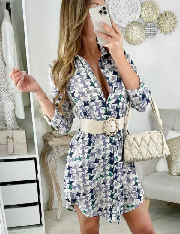 My Look Féminin Ma jolie robe chemisier purple print Sale