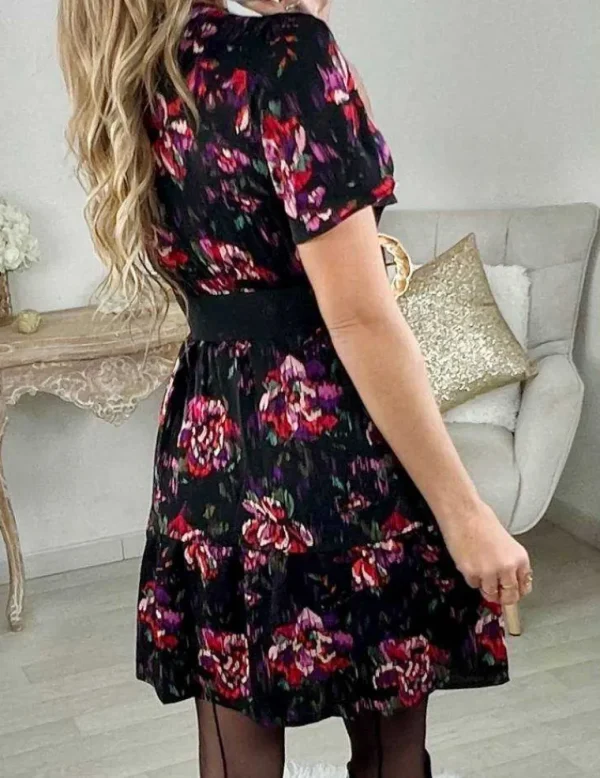 My Look Féminin Ma jolie robe col V "blurry flowers" Fashion
