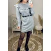 My Look Féminin Ma jolie robe en maille grey col volant Clearance