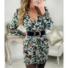 My Look Féminin Ma jolie robe portefeuille " green & orange print" Discount