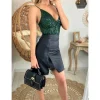 My Look Féminin Ma jupe black style cuir "zip & dentelle" Discount