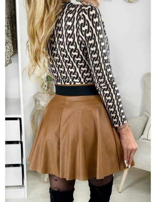 My Look Féminin Ma jupe camel style cuir "patineuse" Sale