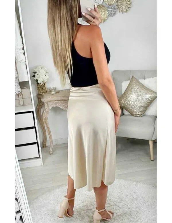 My Look Féminin Ma jupe fendue & satinée beige nude Discount
