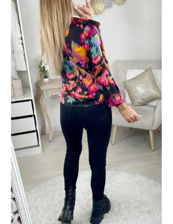 My Look Féminin Ma petite blouse épaules volants "blurred flowers" Hot