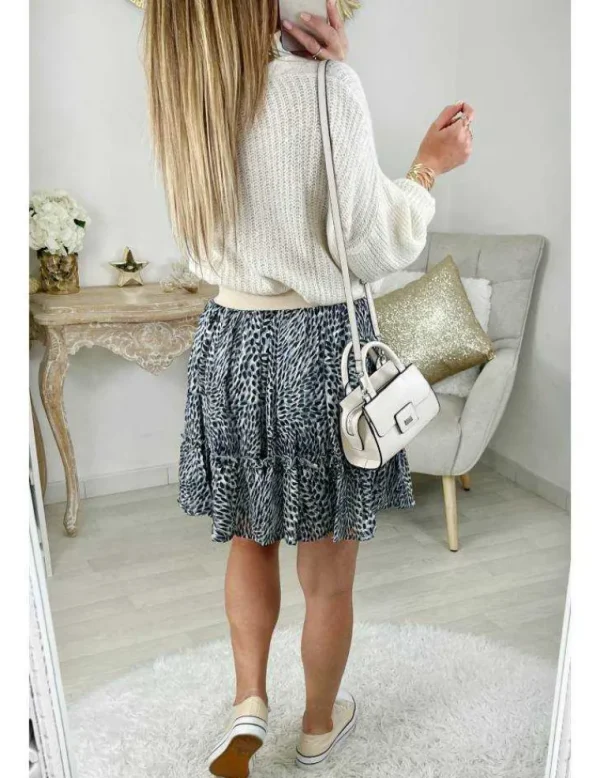 My Look Féminin Ma petite jupe à volants "Blue & black print" New