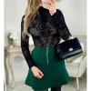 My Look Féminin Ma petite jupe en maille vert émeraude "effet patineuse" Clearance