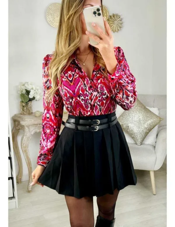 My Look Féminin Ma petite jupe plissée noire " black belt" Discount