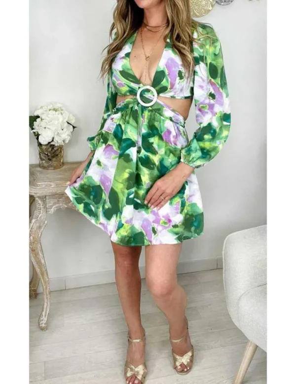 My Look Féminin Ma petite robe cut out " blurry flowers" Best