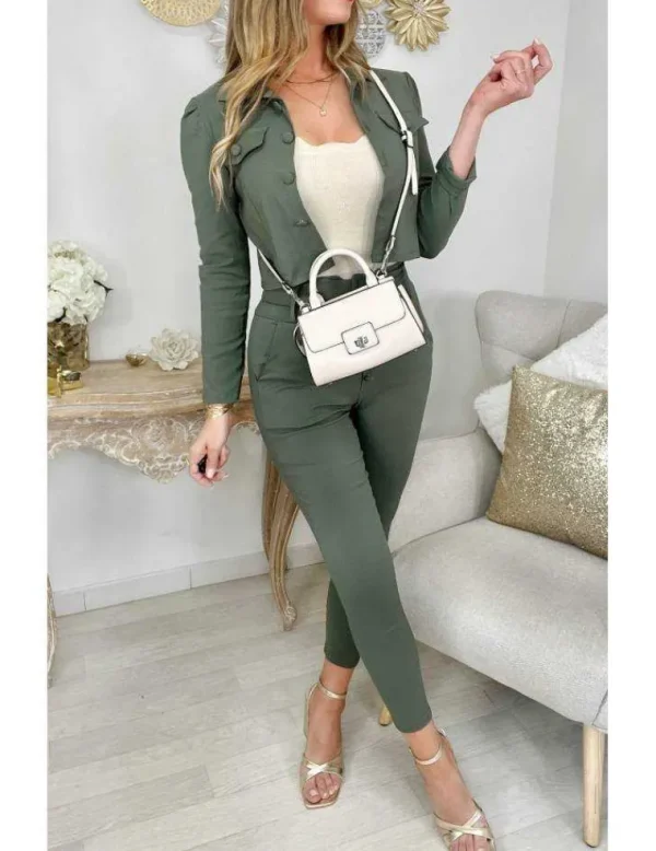 My Look Féminin Ma petite veste kaki stretch New