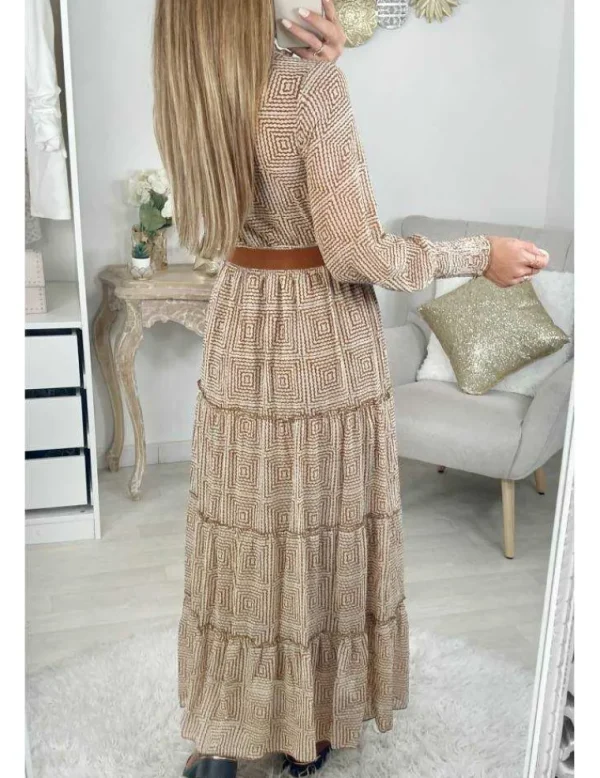 My Look Féminin Ma robe boutonnée & smockée camel "style bohème" Fashion