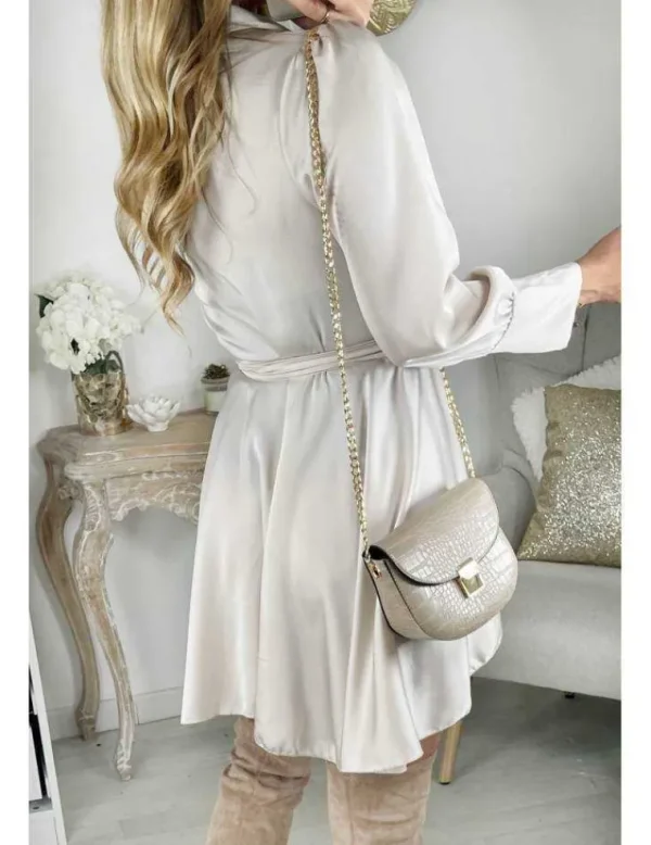 My Look Féminin Ma robe cache coeur et satinée "beige nude" Discount