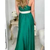 My Look Féminin Ma robe longue satinée vert émeraude "effet portefeuille" New
