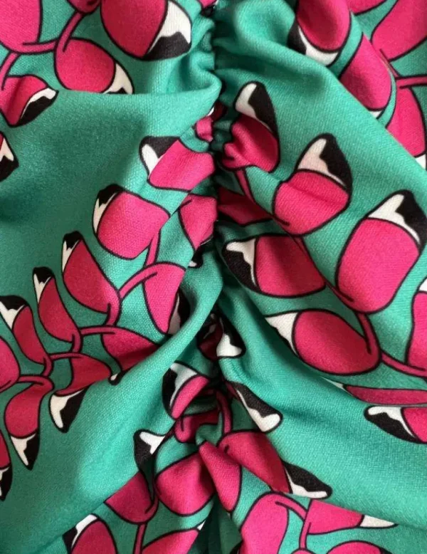 My Look Féminin Ma robe longue style lycra verte "fuchsia print" Best