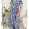 My Look Féminin Ma superbe robe longue et fendue cut out " Blue print" Outlet