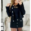 My Look Féminin Ma veste courte noire et boutons dorés Sale