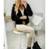 My Look Féminin manteau court noir style fourrure Online