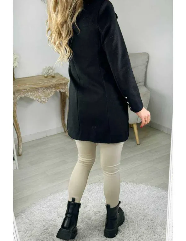 My Look Féminin manteau en lainage noir boutons dorés New