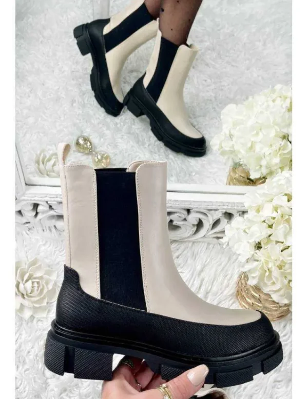 My Look Féminin Mes bottines chelsea crantées & bicolore Online